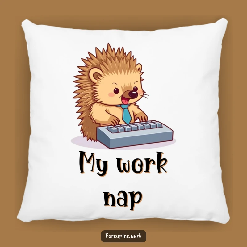 Funny Porcupine Office Pillow - Cozy Prickly Desk Accent Gift