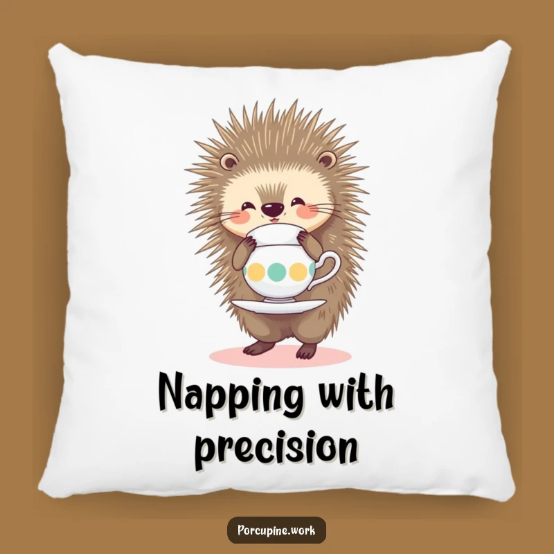 Funny Porcupine Pillow: Cozy Tea Time Companion, Hilarious Delicate Decor Gift