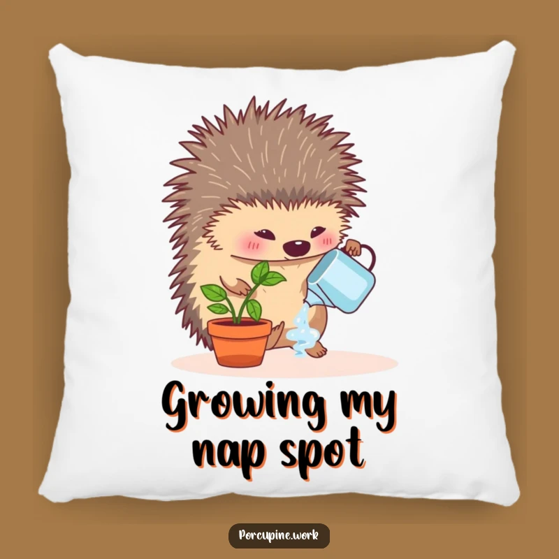 Funny Porcupine Plant Care Pillow - Cozy Hilarious Accent for Plant Lovers