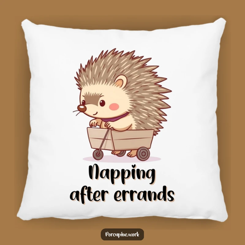 Funny Porcupine Rolling Cart Pillow: Cozy Happy Hauler for Hilarious Comfort