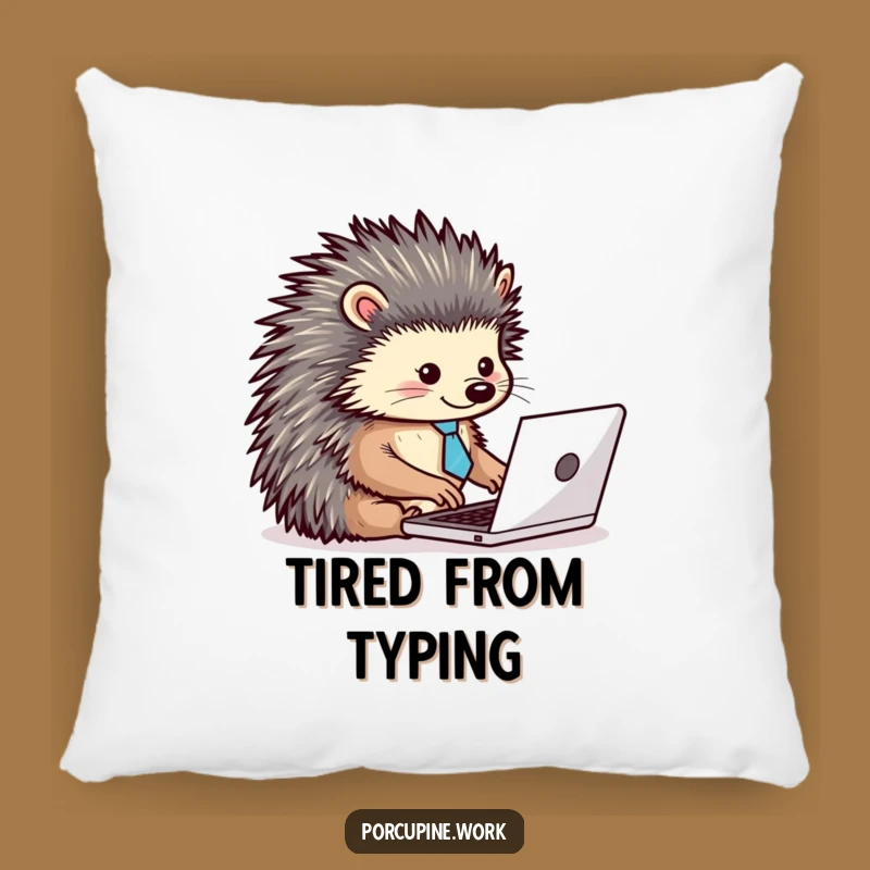 Funny Porcupine Tie Laptop Pillow: Cozy Dapper Typist for Hilarious Relaxation