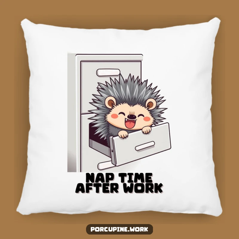 Funny Office Break Pillow - Hilarious Porcupine Filing Cabinet Accent Pillow