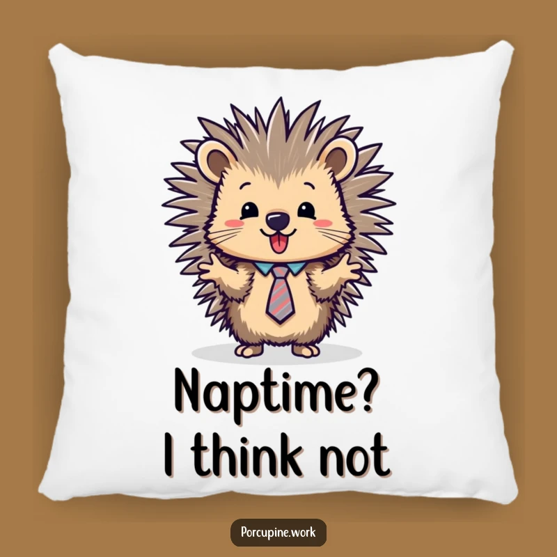 Funny Porcupine Presentation Pillow: Comfy Decor for the Enthusiastic Go-Getter