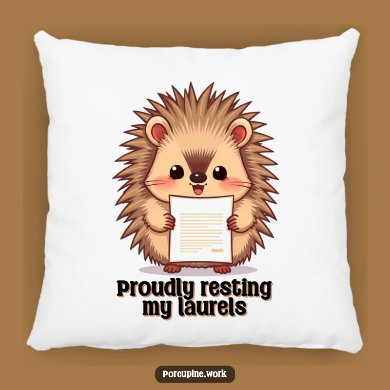 Funny Porcupine Victory Pillow: Cozy Cushion with Document, Quirky Funny Gift
