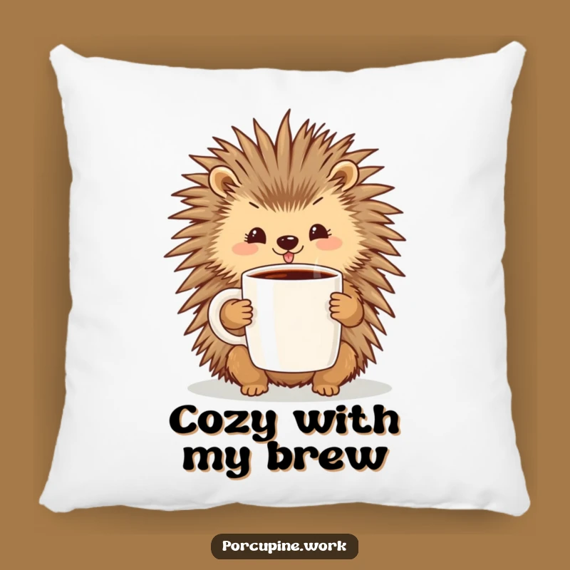 Soft Funny Porcupine Coffee Pillow: Snuggle Up with Caffeinated Comfort