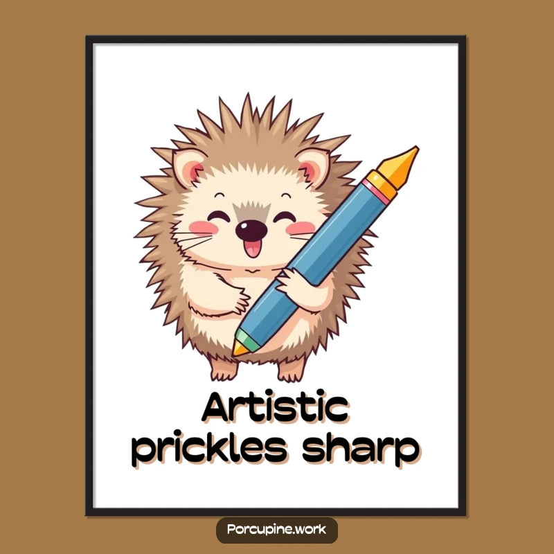 Funny Porcupine Pen Art Print - Hilarious Digital Download for Your Wall