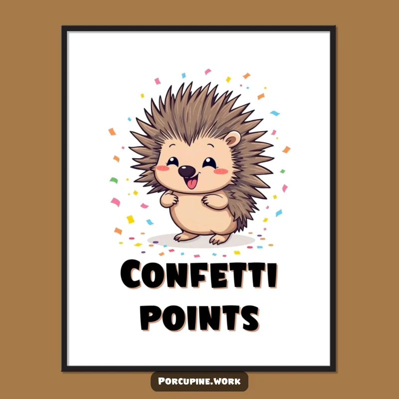 Funny Porcupine Confetti Digital Art Print: Instant Party Vibes for Your Walls!