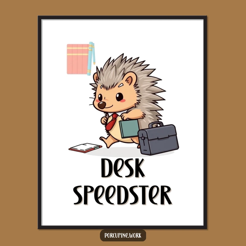 Funny Porcupine Briefcase Digital Art: Happy Scuttler, Instant Hilarious Print!