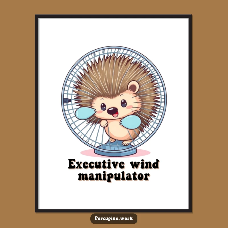 Funny Porcupine Fan Digital Art Print: Instant Office Humor for Your Walls