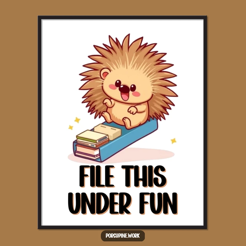 Funny Porcupine Office Ramp Digital Print - Hilarious Instant Office Decor