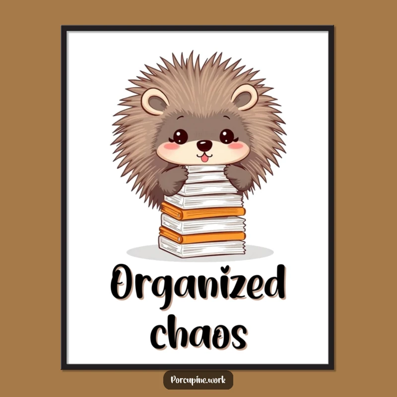 Funny Paper Balancer Porcupine Digital Art: Instant Office Wit, A Hilarious Gift!