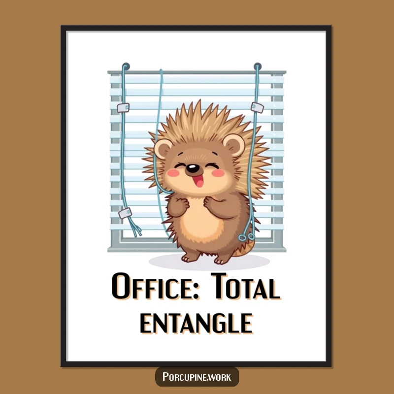 Funny Porcupine Blinds Digital Art - Hilarious Wall Decor for Office Life!