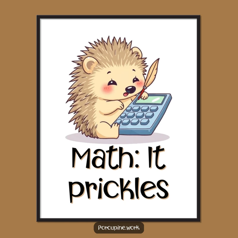 Funny Porcupine Calculator Digital Art - Whimsical Wall Decor for Math Lovers!