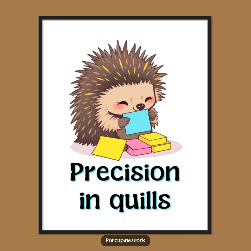 Funny Porcupine Digital Art: Quilled Organizer Masterpiece, Hilarious Office Decor Gift