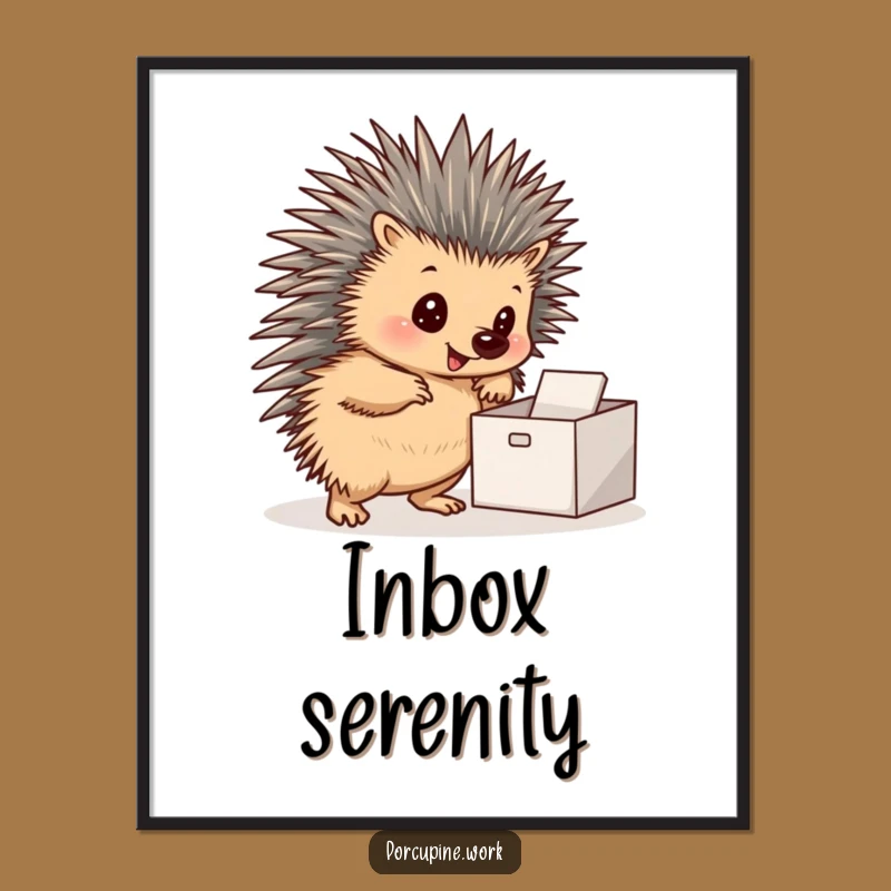 Funny Porcupine Inbox Digital Art: Instant Motivational Decor