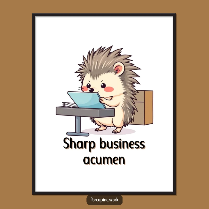 Funny Porcupine Office Digital Art - Printable Productivity Cartoon Gift