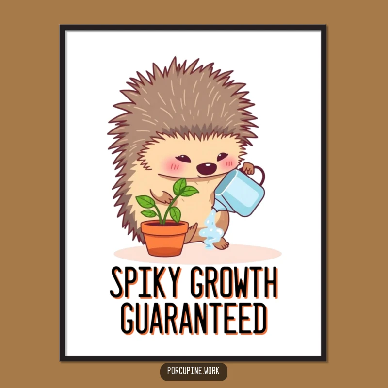 Funny Porcupine Plant Care Digital Print - Hilarious Instant Green Decor