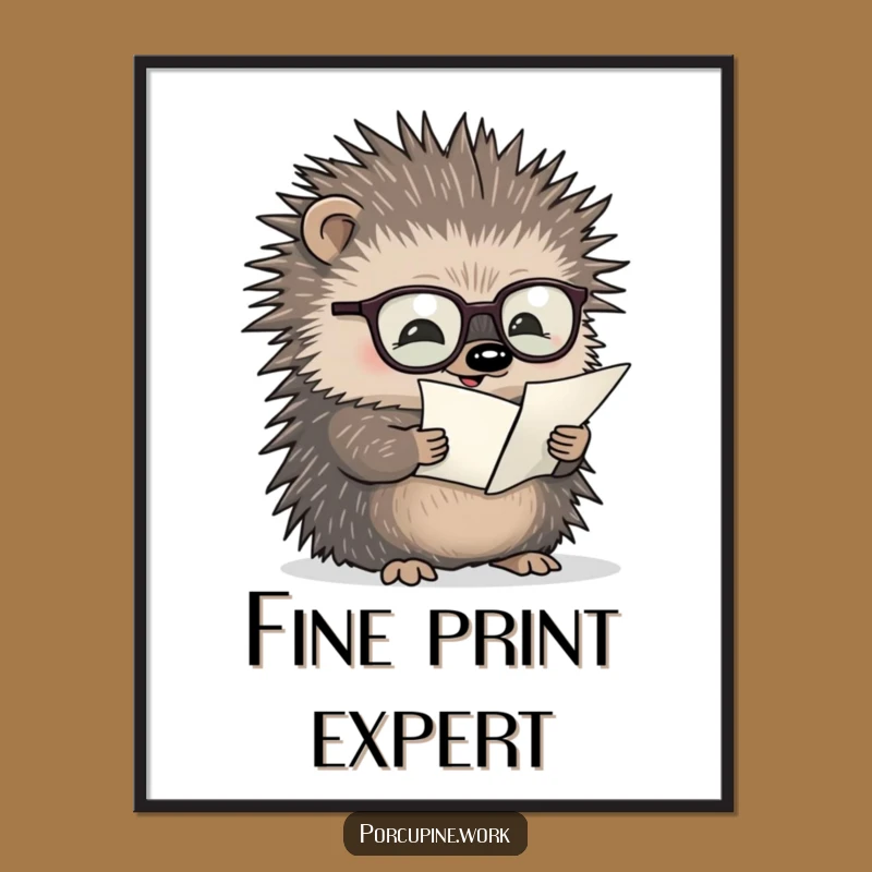 Funny Porcupine Scholar Digital Art: Instant Hilarious Intellectual Decor