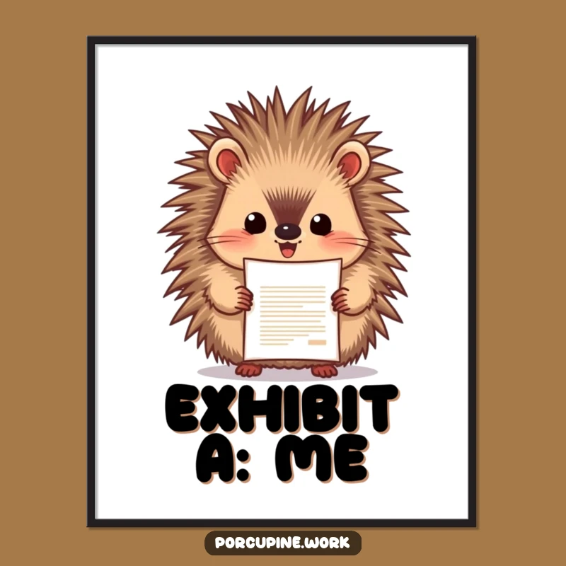 Funny Porcupine Success Print: Framed Art of Proud Animal, Perfect Funny Gift