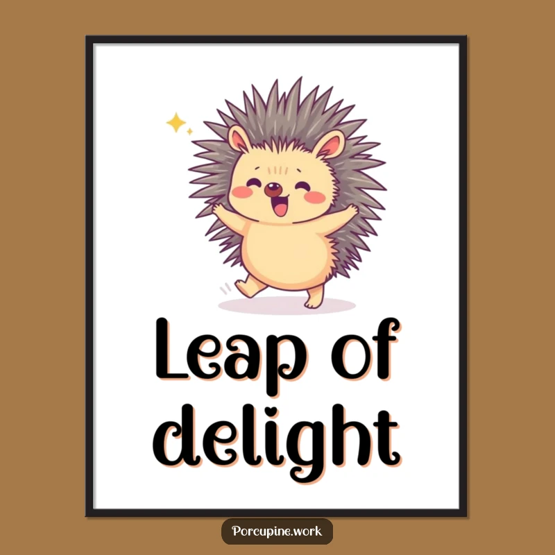 Funny Porcupine Victory Hop Digital Art: Instant Joyful Decor Download