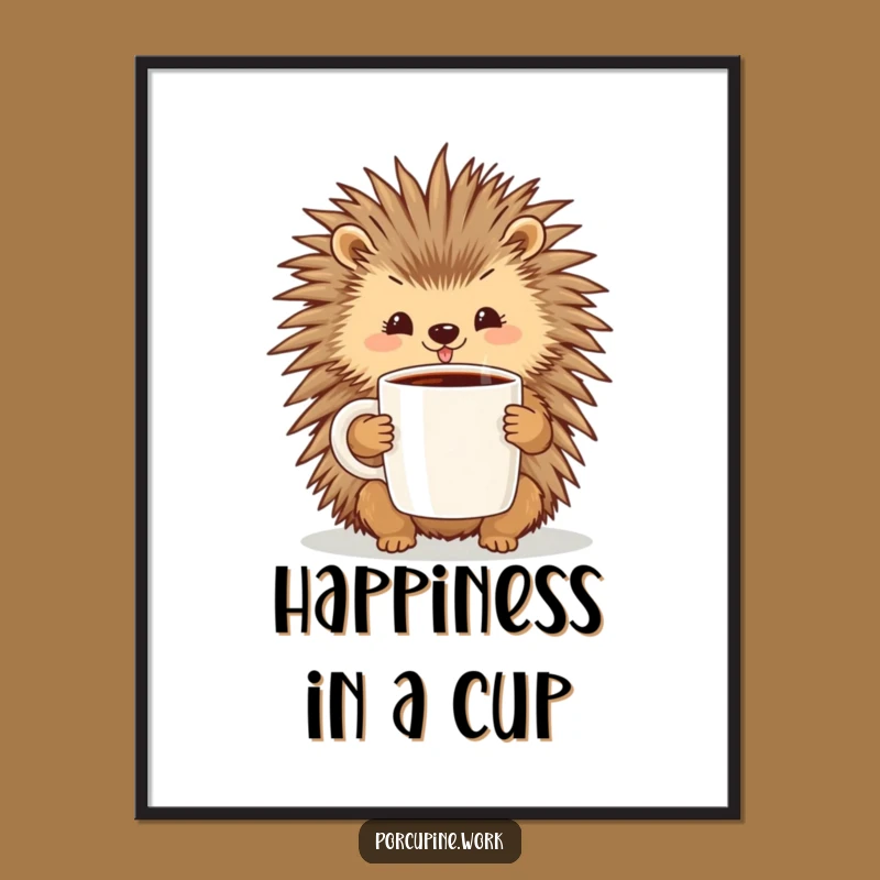 Printable Funny Porcupine Coffee Art: Instantly Brighten Your Walls with Morning Joy