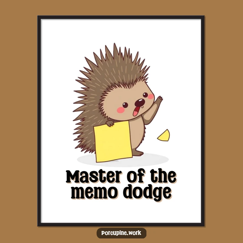 Funny Porcupine Sticky Note Digital Art Print: Instant Office Agility for Your Walls