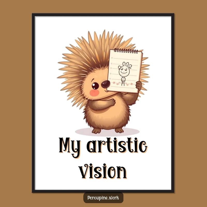Funny Porcupine Digital Art: Doodle Masterpiece Print, Hilarious Creative Wall Decor Gift