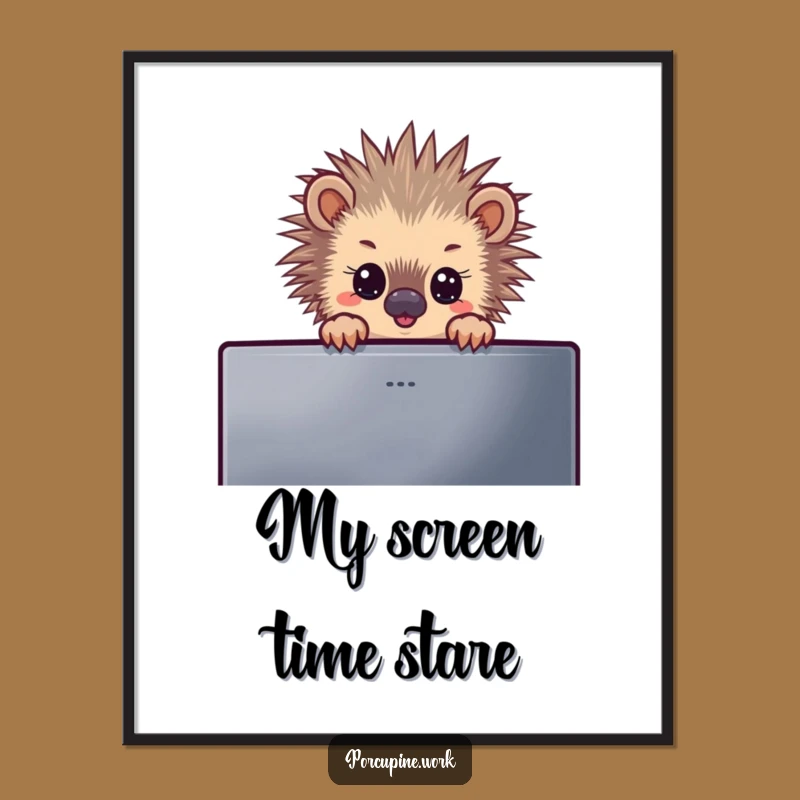 Funny Porcupine Monitor Peek Funny Print, Instant Humor for Your Walls