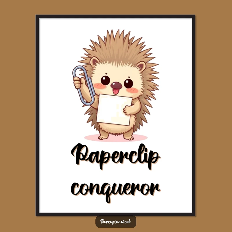 Funny Porcupine Paperclip Digital Art: Triumph Hero, Instant Hilarious Print!