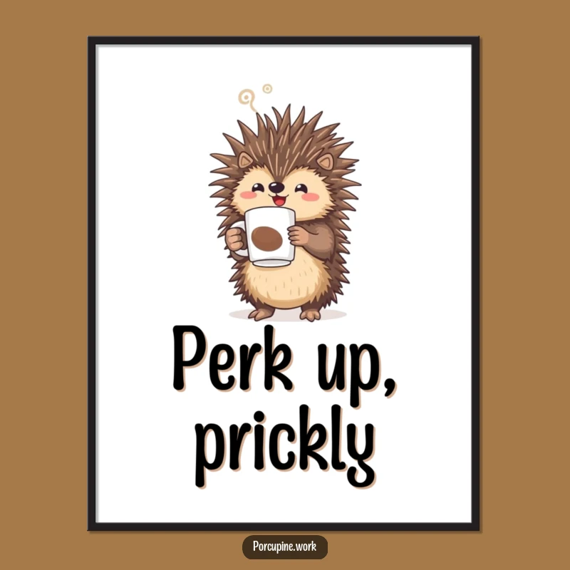 Funny Porcupine Coffee Digital Art - Inspiring Wall Decor for Triumph!