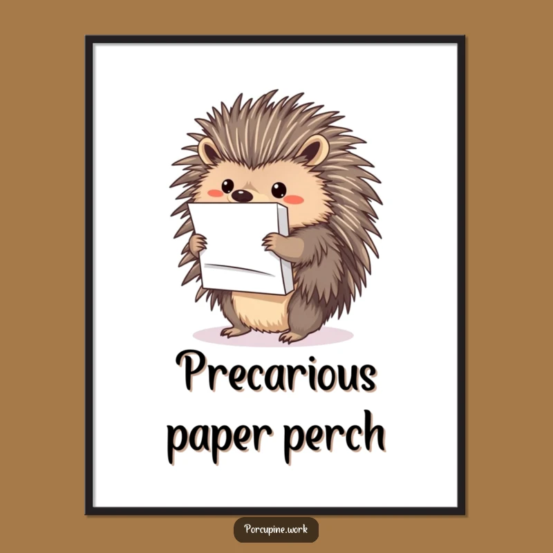 Funny Paper Porcupine Digital Art: Instant Hilarious Decor for the Organized