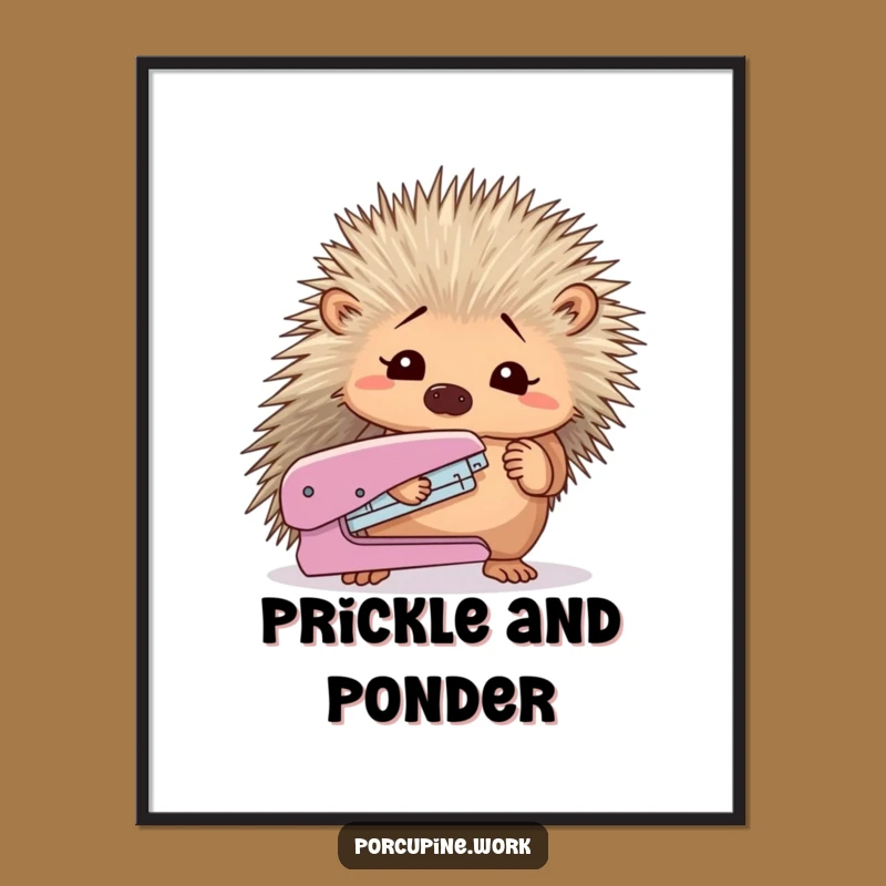 Funny Stapler Porcupine Digital Art: Instant Hilarious Decor for Office Spaces