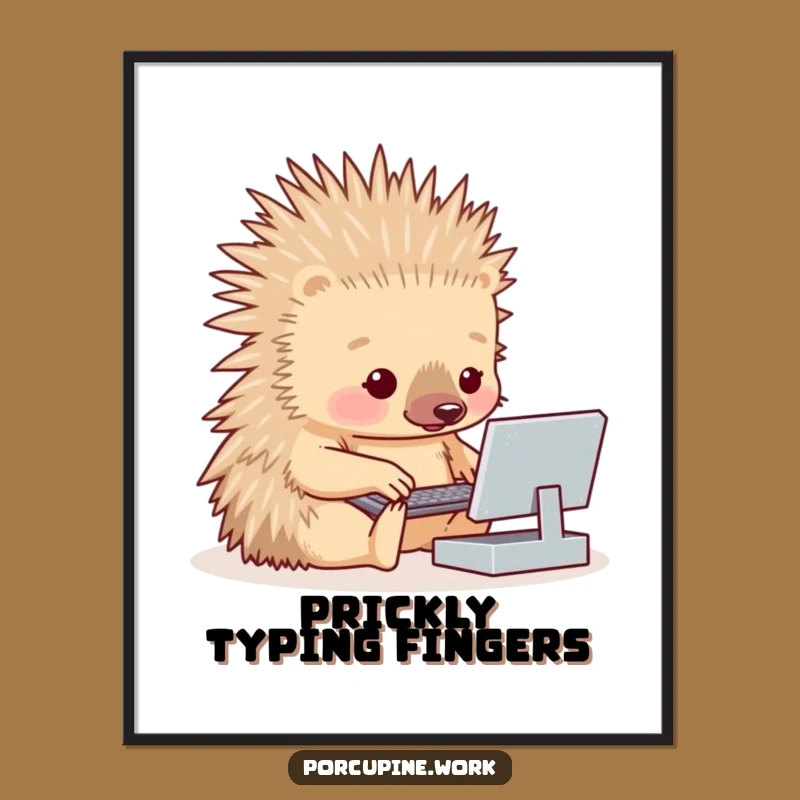Funny Typing Porcupine Digital Art: Instant Hilarious Decor for Tech Lovers