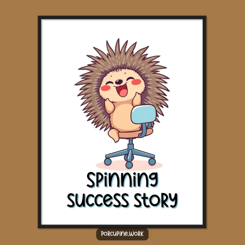 Funny Porcupine Office Chair Digital Art: Instant Glee for Your Walls