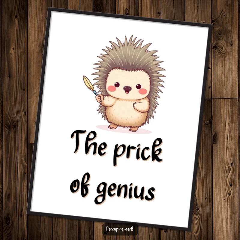Funny porcupine offering a quill like a pen; this vibrant digital art brings creative humor.