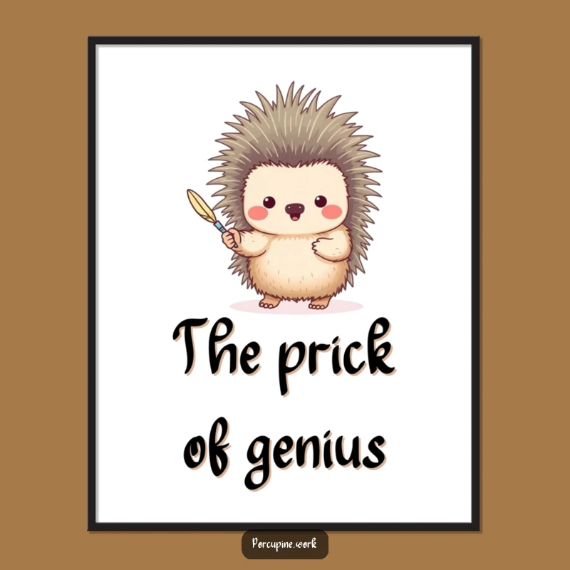 Funny Quill Porcupine Digital Art: Instant Hilarious Decor for Writers