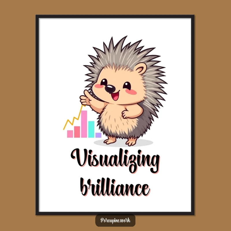 Funny Graph Pointer Porcupine Digital Art: Instant Business Wit, A Hilarious Gift!