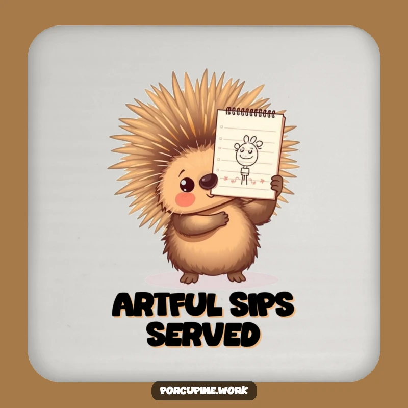 Funny Porcupine Drink Coaster: Doodle Master's Table Protector, Hilarious Art Gift