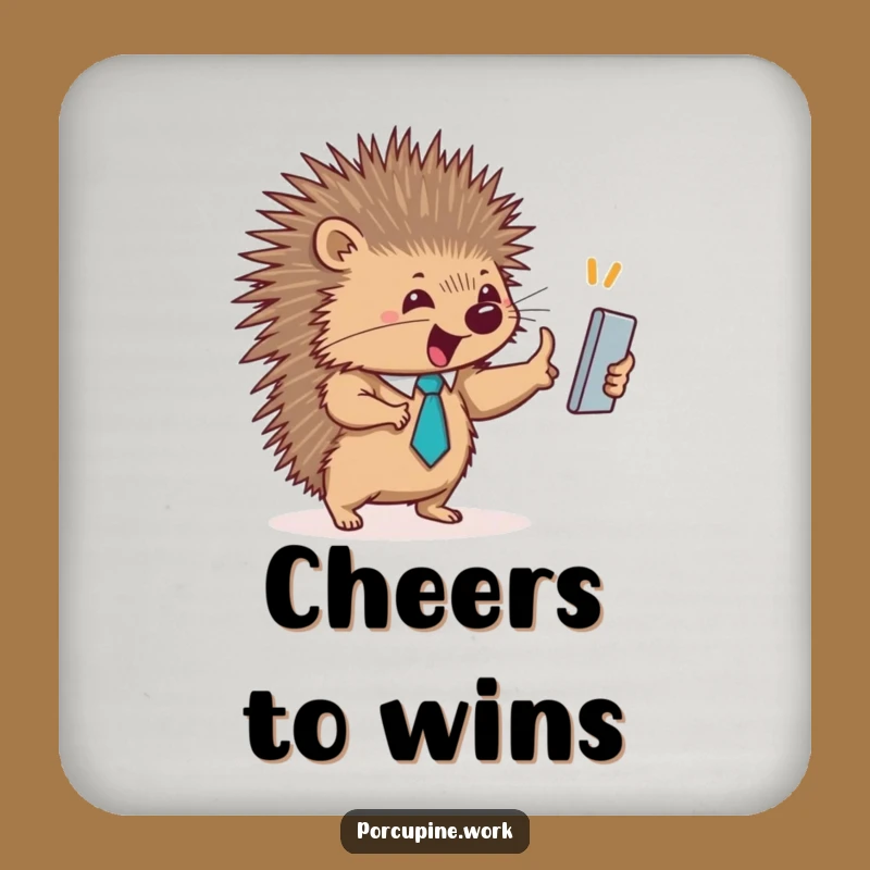 Chic Funny Porcupine High-Five Coasters: Protect Surfaces with Team Spirit
