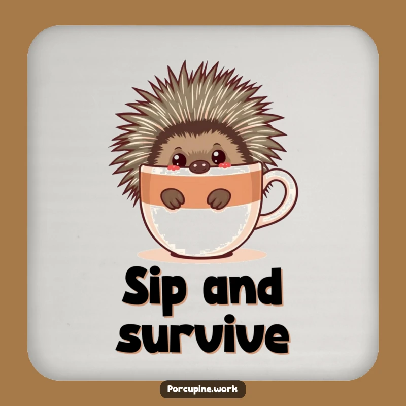 Funny Porcupine Coffee Coaster - Protect Your Table, Quirky Funny Gift!