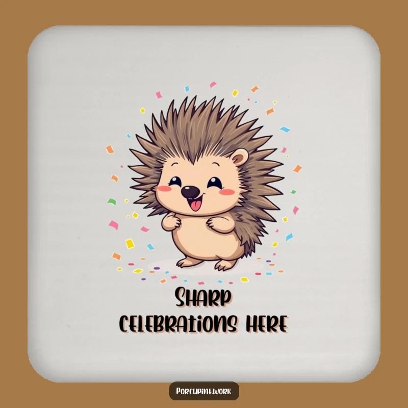 Funny Porcupine Confetti Drink Coaster: Protect Surfaces with This Hilarious Party Decor!