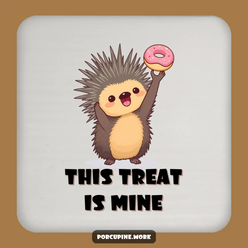 Funny Porcupine Donut Trophy Funny Coaster, Protect Surfaces with Sweet Wins