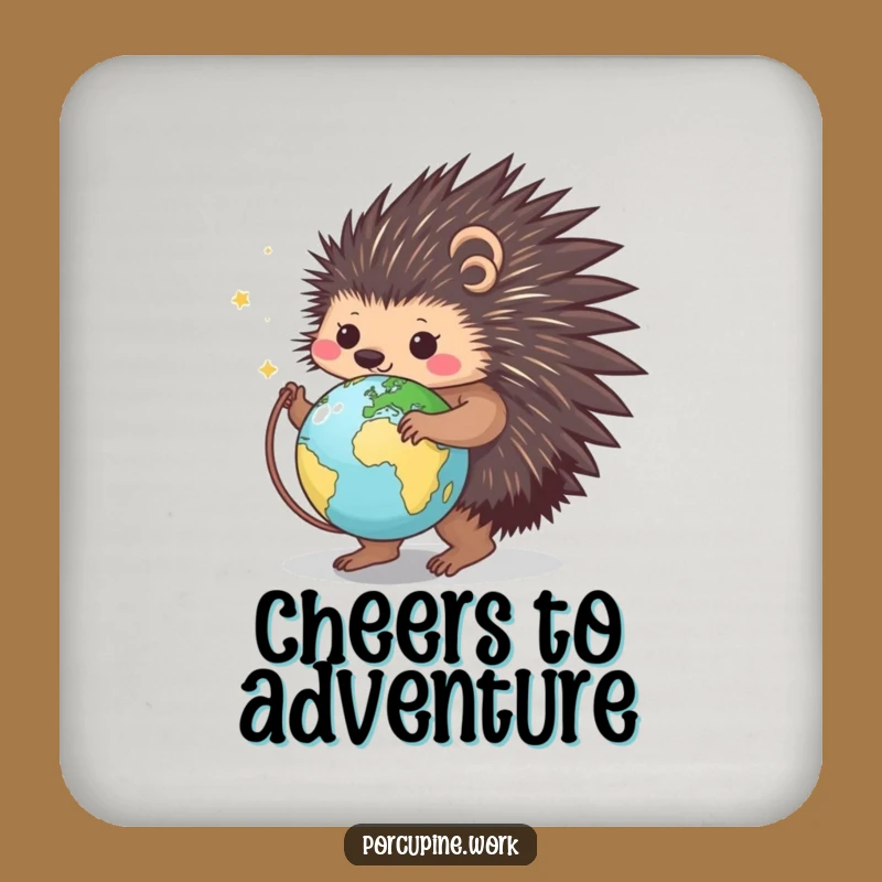 Funny Porcupine Globe Coaster - Protect Surface, Quirky Funny Gift!