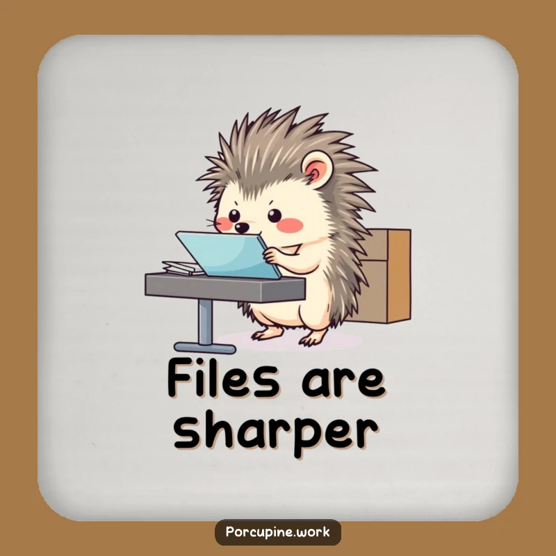 Funny Porcupine Office Coaster - Desk Protection Cartoon Gift