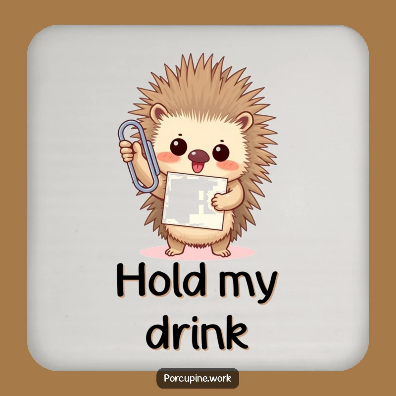 Funny Porcupine Paperclip Drink Coaster: Triumph Hero, Hilarious Bar Gift!