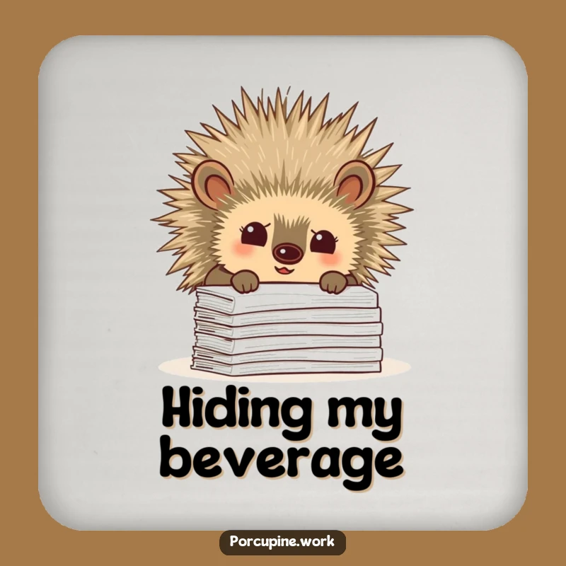 Funny Porcupine Paperwork Coaster - Protect Surfaces with Hilarious Curiosity