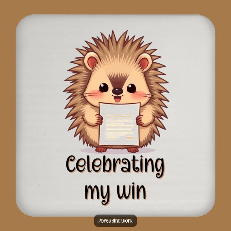 Funny Porcupine Victory Coaster: Protect Surfaces with Document, Chic Funny Gift