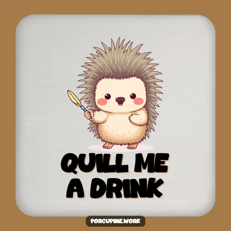 Funny Quill Porcupine Coaster: Protect Surfaces with Hilarious Literary Charm