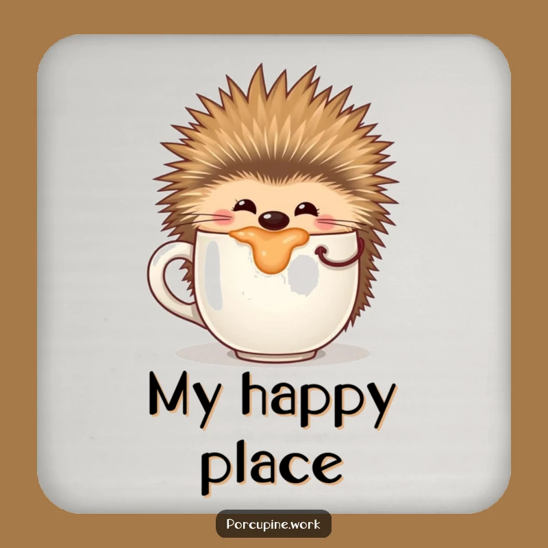 Funny Sipping Porcupine Coaster: Protect Surfaces with Caffeine Charm, Funny Gift!