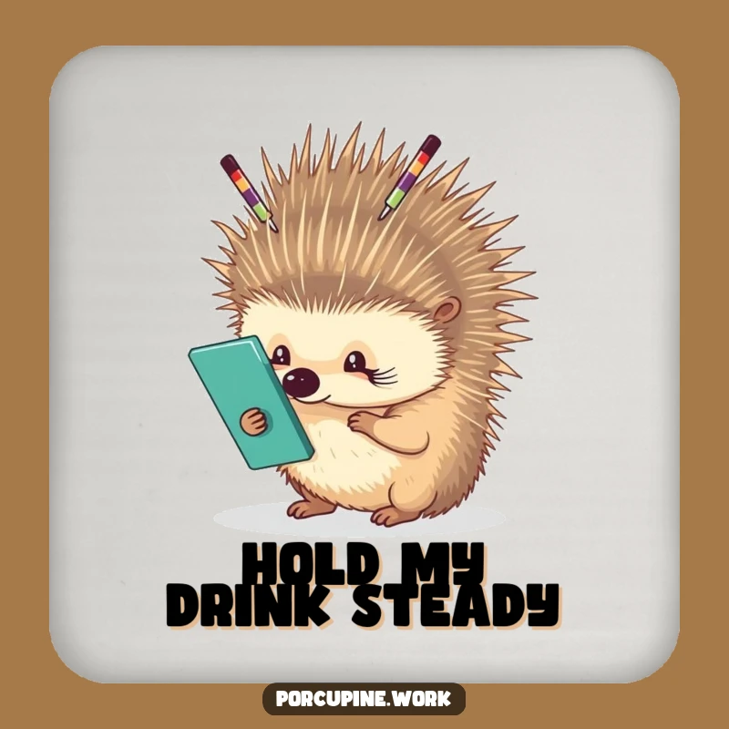 Funny Porcupine Desk Coaster: Balancing Supplies for Drinks, Chic Funny Gift